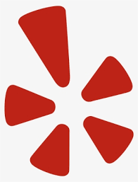 The image displays the Yelp logo, which consists of five red, triangular shapes arranged in a circular pattern with their pointed ends facing outward, resembling a stylized flower or burst. The background is white—perfect for finding top-rated services like Siding Replacement York County.